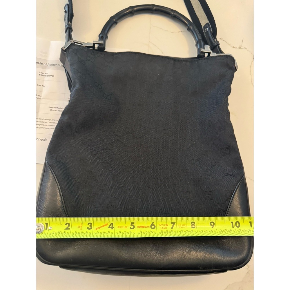 Gucci Black Bamboo 2Way Shoulder Bag Canvas Black Authentic - Super Clean w/ COA - Picture 5 of 6
